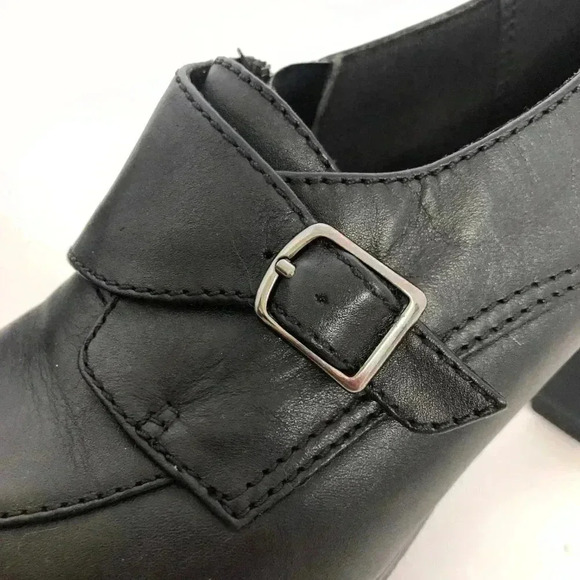 Clarks Black Leather Heeled Mule With Buckle Women's Size 10 Heels - Picture 6 of 11